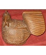 Vintage Wooden Chicken Figural Trinket Box - Solid Wood - Hand Carved De... - £62.27 GBP