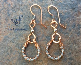 Handmade earrings: mixed metal curved coil with copper and stainless steel 2 - £23.56 GBP