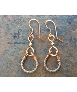 Handmade earrings: mixed metal curved coil with copper and stainless ste... - €25,67 EUR