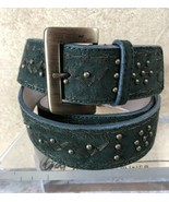 Donald Pliner Belt Dark Green Suede Embellished Gold Metal Studs New NWT... - £70.29 GBP