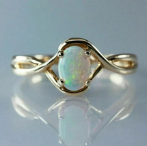 2Ct Oval Cut Simulated Fire Opal Solitaire Engagement Ring14k Yellow Gold Plated - £53.05 GBP