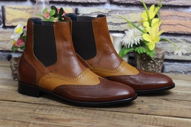 Men's New Handmade Leather Shoes Multi Color Leather High Ankle Stylish Chelsea