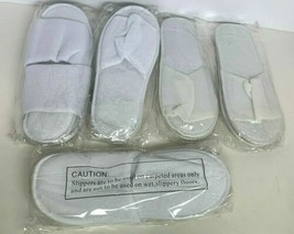Set Of 5 White Mens Hotel Slippers Assorted Design/Style/Size - $19.75