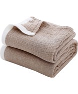Se Softexly Throw Blankets,4-Layer Cotton Blanket For, 50&quot;X60&quot;,Coffee - £32.10 GBP