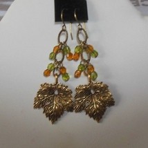 Leaf Beads Dangle Hook Earrings - £13.15 GBP