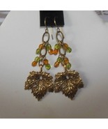 Leaf Beads Dangle Hook Earrings - £13.23 GBP