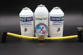 Enviro-Safe R134a Replacement w/Dye Stop Leak &amp; Gauge Kit - £30.77 GBP