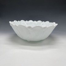 Vintage Indiana Milk Glass Wild Rose Cabbage Leaf Serving 9&quot; Bowl - $24.75