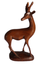 Vintage Hand Carved Wooden Antelope Deer Impala African Sculpture 7 1/2&quot; Tall - £9.55 GBP