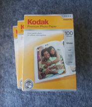 3 Packs New Kodak Premium Photo Paper 100 Sheets Gloss 4 x 6&quot; Instant Dr... - £13.06 GBP