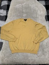 Brooks Brothers Mens Yellow V Neck Wool Blend Sweater Size Large  - $24.74