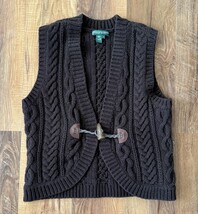 Ralph Lauren Jeans Co Womens Small Sweater Vest Lambs Wool Wood Toggle C... - $31.68