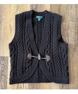 Ralph Lauren Jeans Co Womens Small Sweater Vest Lambs Wool Wood Toggle C... - $43.41 CAD