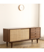 Rattan Woven Sideboard Cabinet - 69&quot; Black Walnut - $21,061.56 MXN