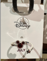 Disney Parks Mickey Mouse Faux Ruby July Birthstone Ring Silver Color NEW