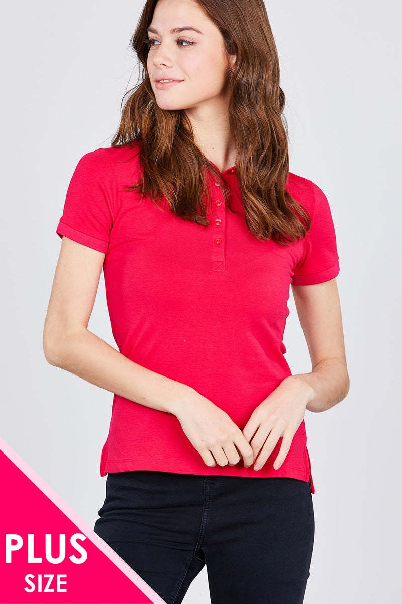 Classic Jersey Spandex Polo Top - $9.50