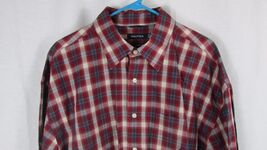 Nautica RED white blue plaid button shirt XXL Men's long sleeve 80s 2 pl... - $15.28
