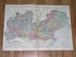 1891 Antique Map Of Northern Italy Lombardy Milan Venice - $27.11