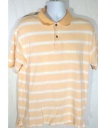 Jos A Bank Stays Cool Men&#39;s Polo Shirt Large Orange &amp; White Striped - $13.86