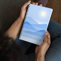 Winter Sunrise Blue White Spiral Notebook Minimalist Mountain Landscape ... - $24.50