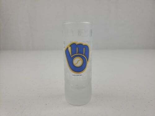 RETRO 2007 Milwaukee Brewers Frosted MLB Logo Shot Glass Double Shot Size EUC! - $9.99