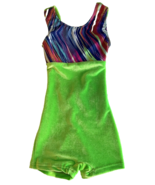 Girls Motionwear Velour Biketard Green w/ Striped Contrast Size XS (3-4)... - $259.13 MXN