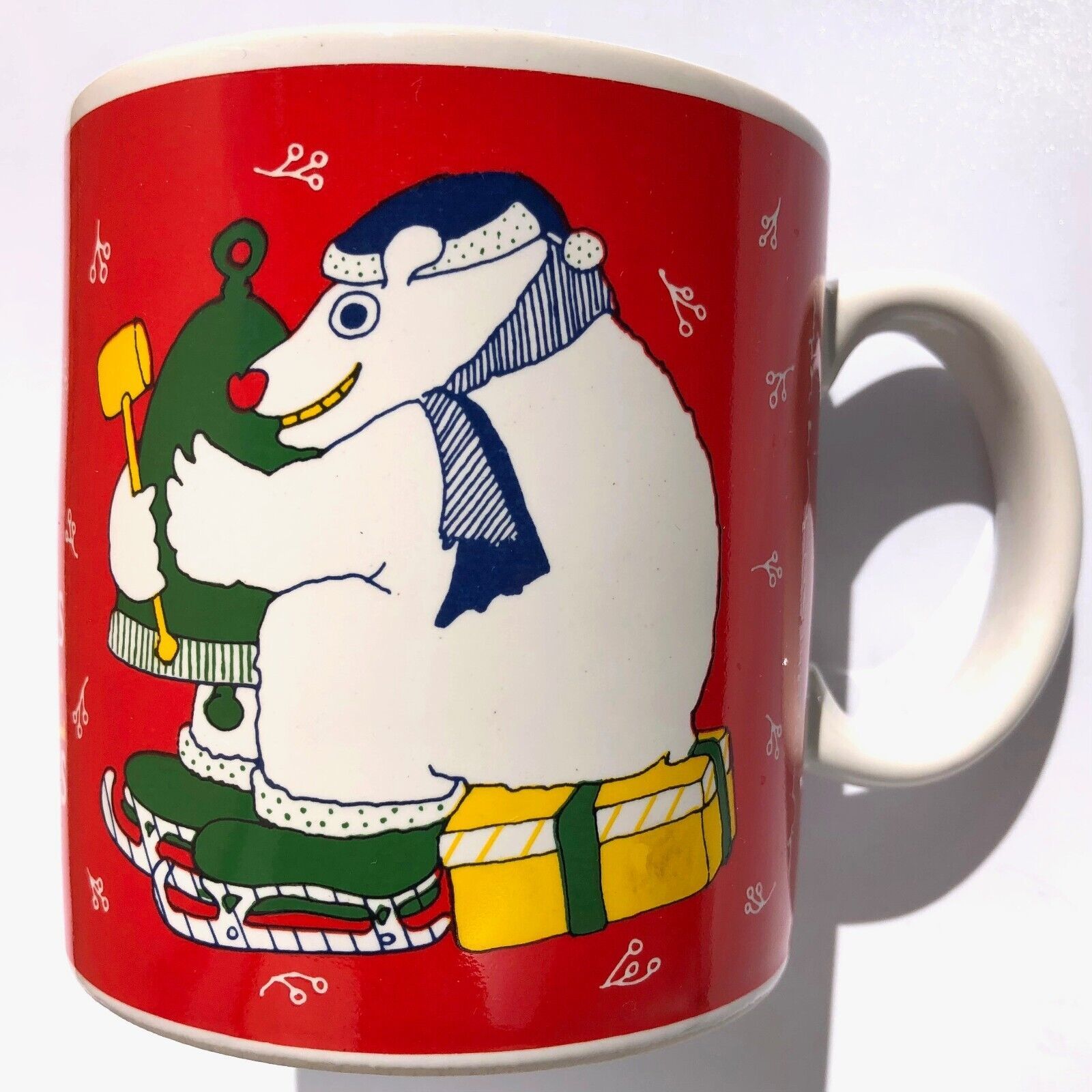 Primary image for TAYLOR & NG Joyous Noel Christmas Xmas Skating Bear Coffee Cup Ceramic Mug Japan