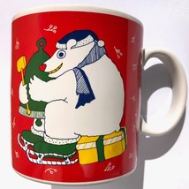 TAYLOR &amp; NG Joyous Noel Christmas Xmas Skating Bear Coffee Cup Ceramic Mug Japan - £12.18 GBP
