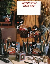 Plastic Canvas Duck Desk Set Caddy Wreath Planter Knit Mallard Sweater P... - £7.96 GBP