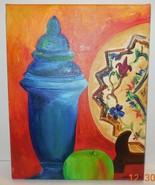 Still Life Original Oil Painting On Canvas 14&quot; x 11&quot; Abstract Art #2 - $665.83 MXN