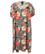 NWT LuLaRoe Large Black White Houndstooth Big Flowers Jessie Scuba Swing... - $831.74 MXN