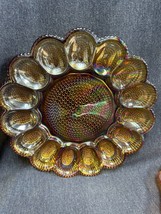 VINTAGE IRIDESCENT INDIANA CARNIVAL GLASS DEVILED EGG DISH SERVING PLATE... - $32.73