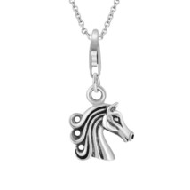 Mini Wild Horse Head .925 Silver Lobster Claw Charm or Pendant Necklace - £15.49 GBP