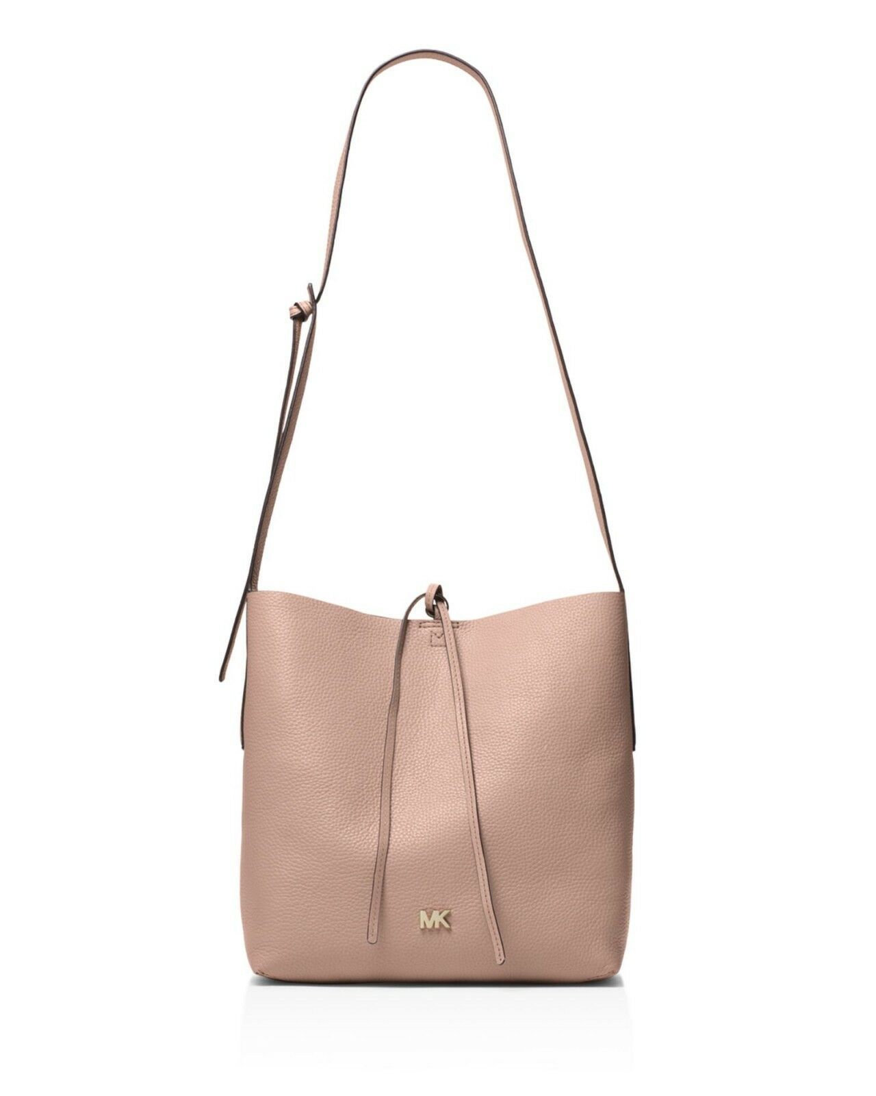 NWT MICHAEL MICHAEL KORS JUNIE PEBBLED LEATHER MESSENGER SHOULDER BAG FAWN - $125.77