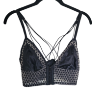 Victorias Secret Luxe Lingerie Starburst Sexy Satin Bralette Bra Black Large - £14.54 GBP