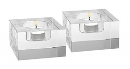 Hand Crafted Crystal Block Pair Of Tlite Holders - £74.29 GBP