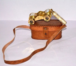Vintage Opera Glasses Binoculars White Mother of Pearl &amp; Handle Brass - $42.90