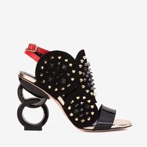 The Infanta Black Spike Leather Ankle Strap Women Sandal image 10