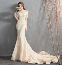 Short trailing top fishtail Lace Mermaid Wedding Gown - $244.99