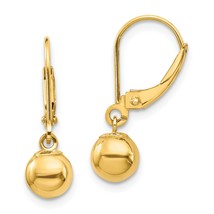 14K Yellow Gold Dangle Bead Earrings Jewelry 21mm x 6mm - £83.18 GBP