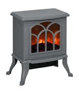 HOMCOM 17&quot; Freestanding Electric Fireplace Stove Heater, Gray - €89,62 EUR