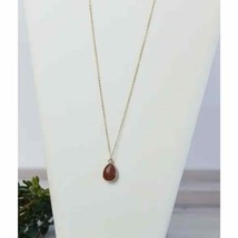 Auburn Shimmer Natural Agate Stone Teardrop Pendant Layering Necklace - £11.87 GBP