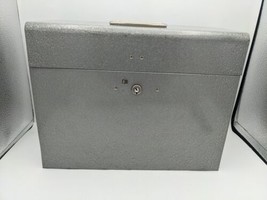 Vintage Metal FILE BOX Letter Home Office Gray Unbranded Handle Missing ... - $14.85
