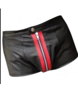 Zipper Black Gym Shorts Genuine Short Boxer Lambskin Leather Sports Men&#39;... - $1,721.01 MXN+