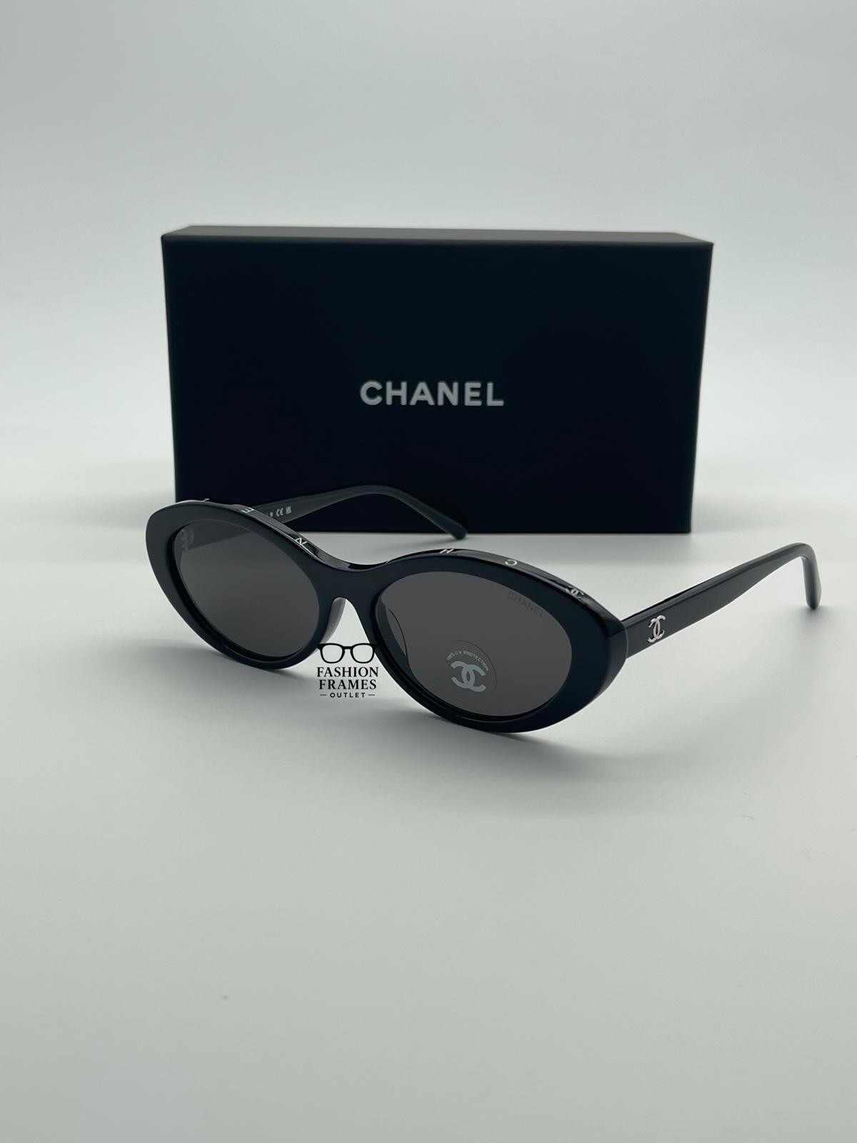 CHANEL 5416 Black Gray Oval Sunglasses–Acetate Frame – Brand New 100% Authentic Item image 2