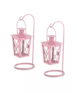 PINK IRON RAILROAD HANGING LANTERN PAIR - $24.00