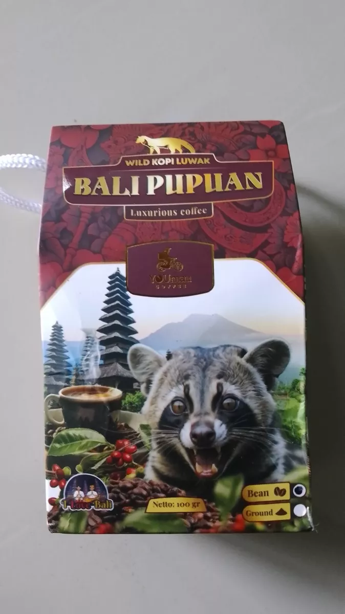 WILD LUWAK COFFEE BEANS BALI PUPUAN WILD CIVET COFFEE BALI 100g WHOLE BEANS - $32.00