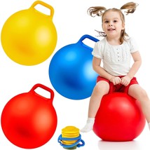 3 Pcs 18 Inch Hopper Ball Large Jumping Bouncy Balls With Handles Kids Round Jum - £30.53 GBP