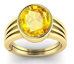 7.25 Ratti Natural Certified Yellow sapphire Pukhraj Gemstone Gold Handmade Ring - £109.70 GBP