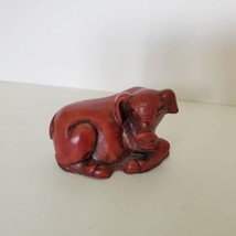 Pig Figurine, Cinnabar, Red Resin Animal Statue, Chinese Zodiac Year of the Pig
